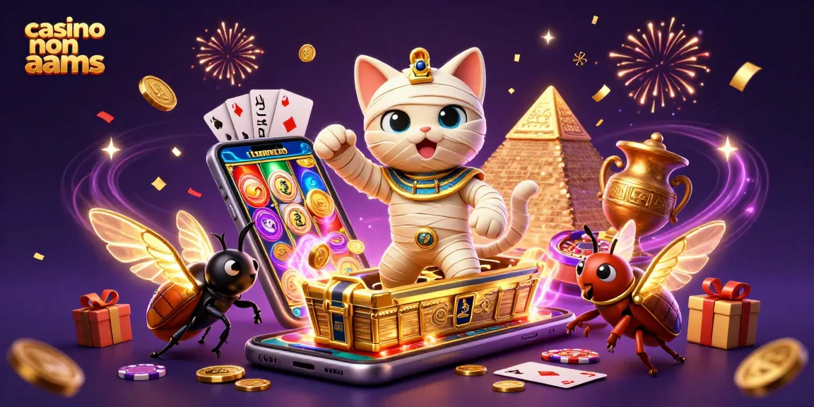 Scopri il mondo dei casino non AAMS con la gattina mummia ed elementi di gioco vibranti.