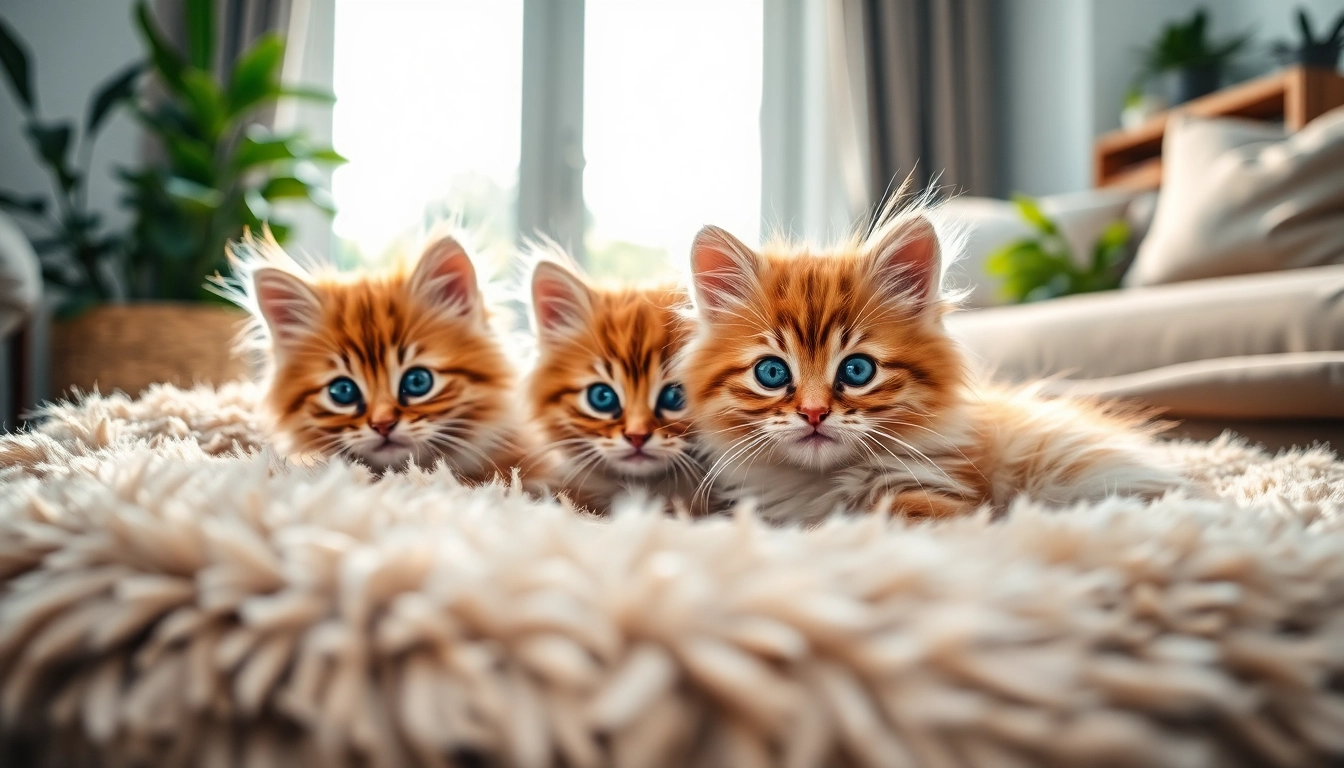 Playful Maine Coon kittens for sale lounging in a sunlit living room.