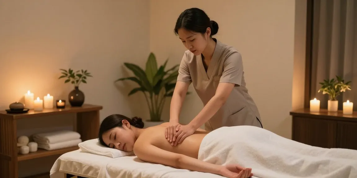 마사지 받는 고객과 편안한 스웨디시 마사지 환경