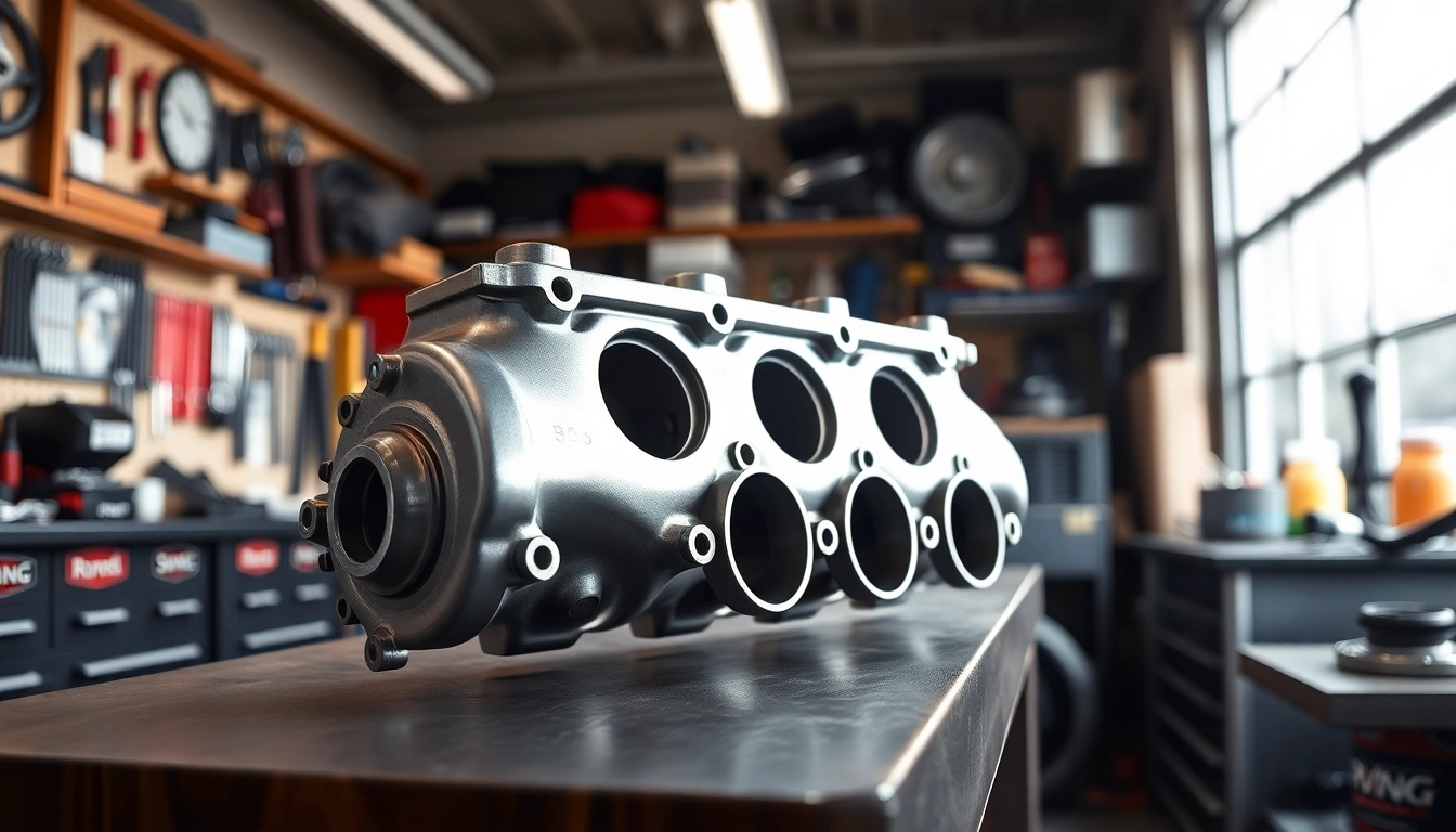 Showcasing RVNG S58/B58 INTAKE MANIFOLD BLOCK-OFF in a professional automotive workshop setting.