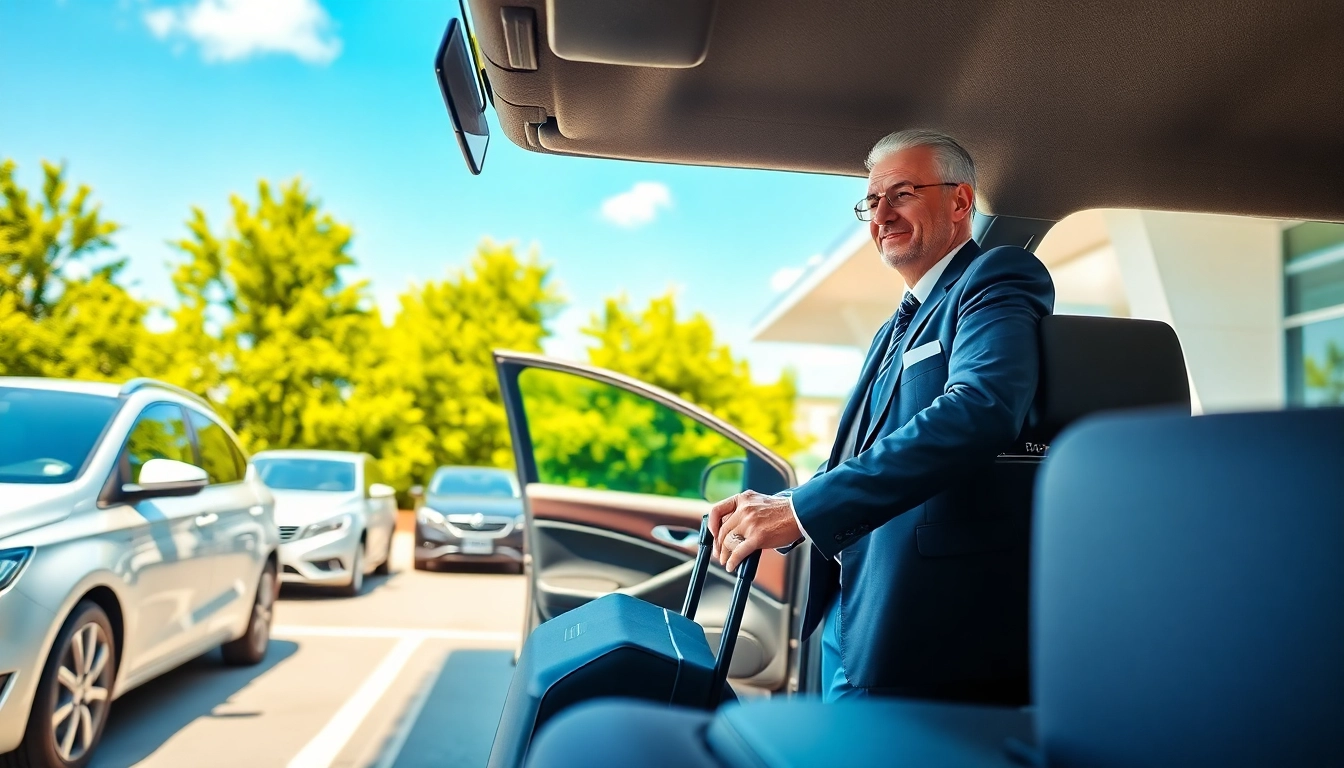 Book a taxi Nottingham to Heathrow airport with a professional driver assisting a passenger.