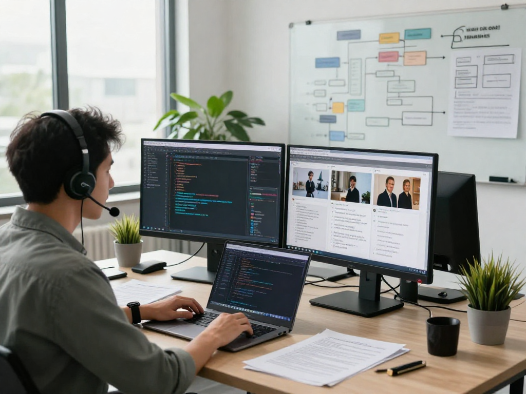 AI detector insights for content moderation at a modern tech workstation.