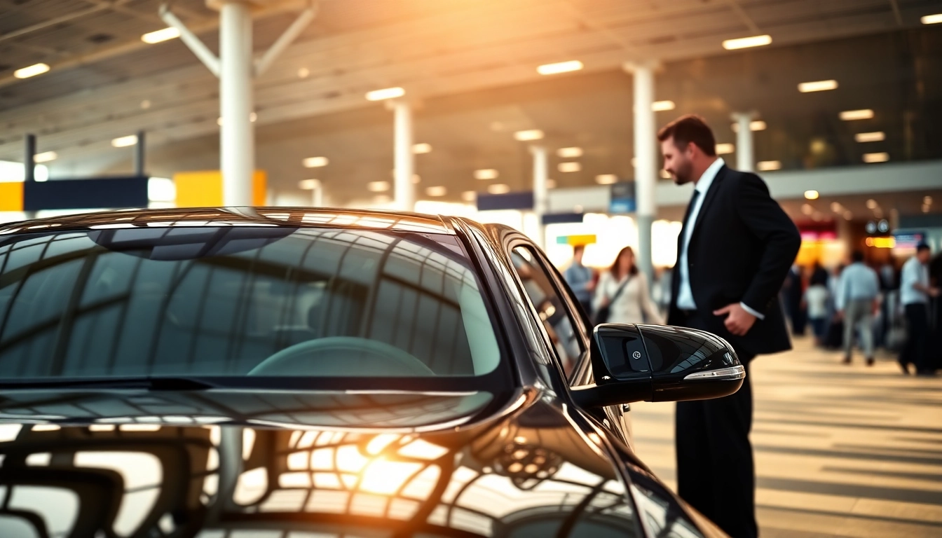 Experience luxury with our reliable airport black car service chauffeur welcoming at the terminal.