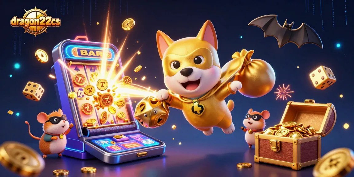 Experience thrilling action with dragon222cs in a vibrant casino scene featuring a superhero dog and fun game elements.