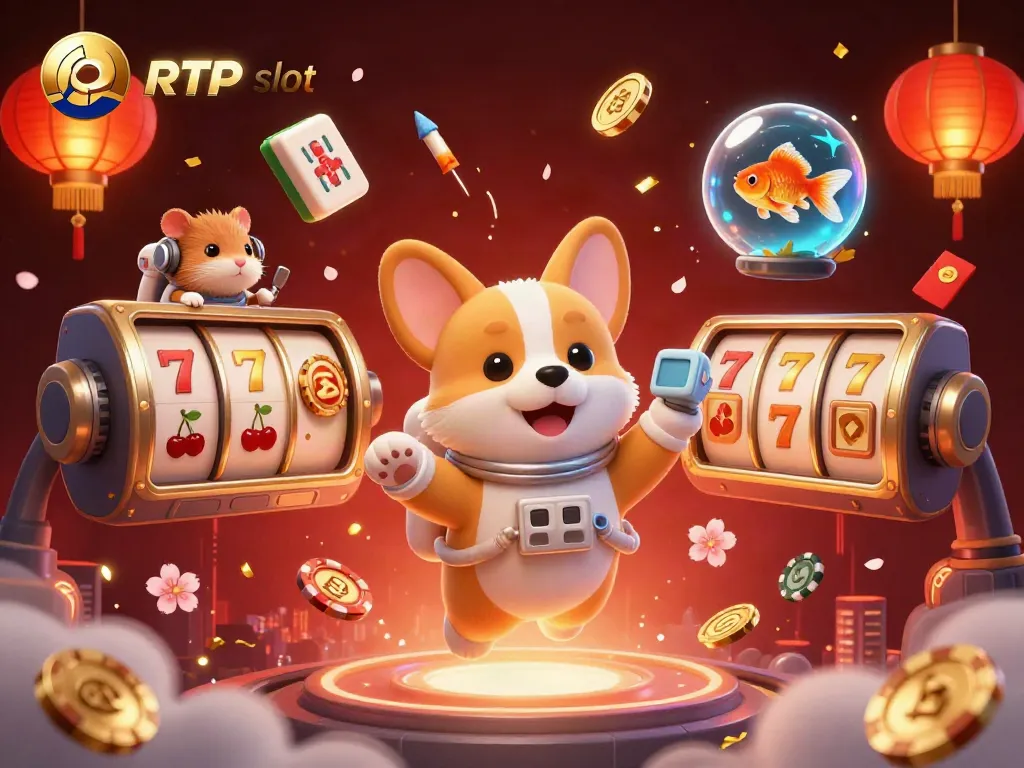 Experience thrilling RTP slots in a vibrant casino scene filled with lucky elements.