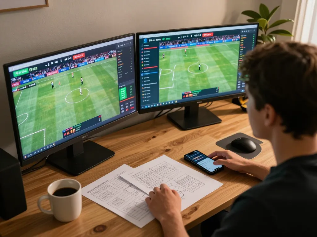 Participating in sports betting with Nhà cái HO88 at a modern online gaming setup, displaying live odds