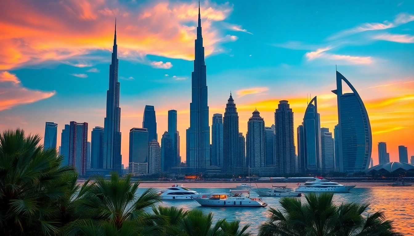 Stunning Dubai City Guide image highlighting the skyline views of iconic landmarks.