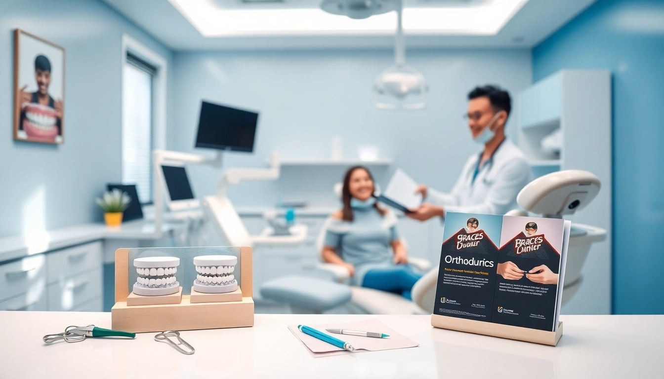 Dental clinic showcasing braces Malaysia options with a friendly dentist and patient interaction.