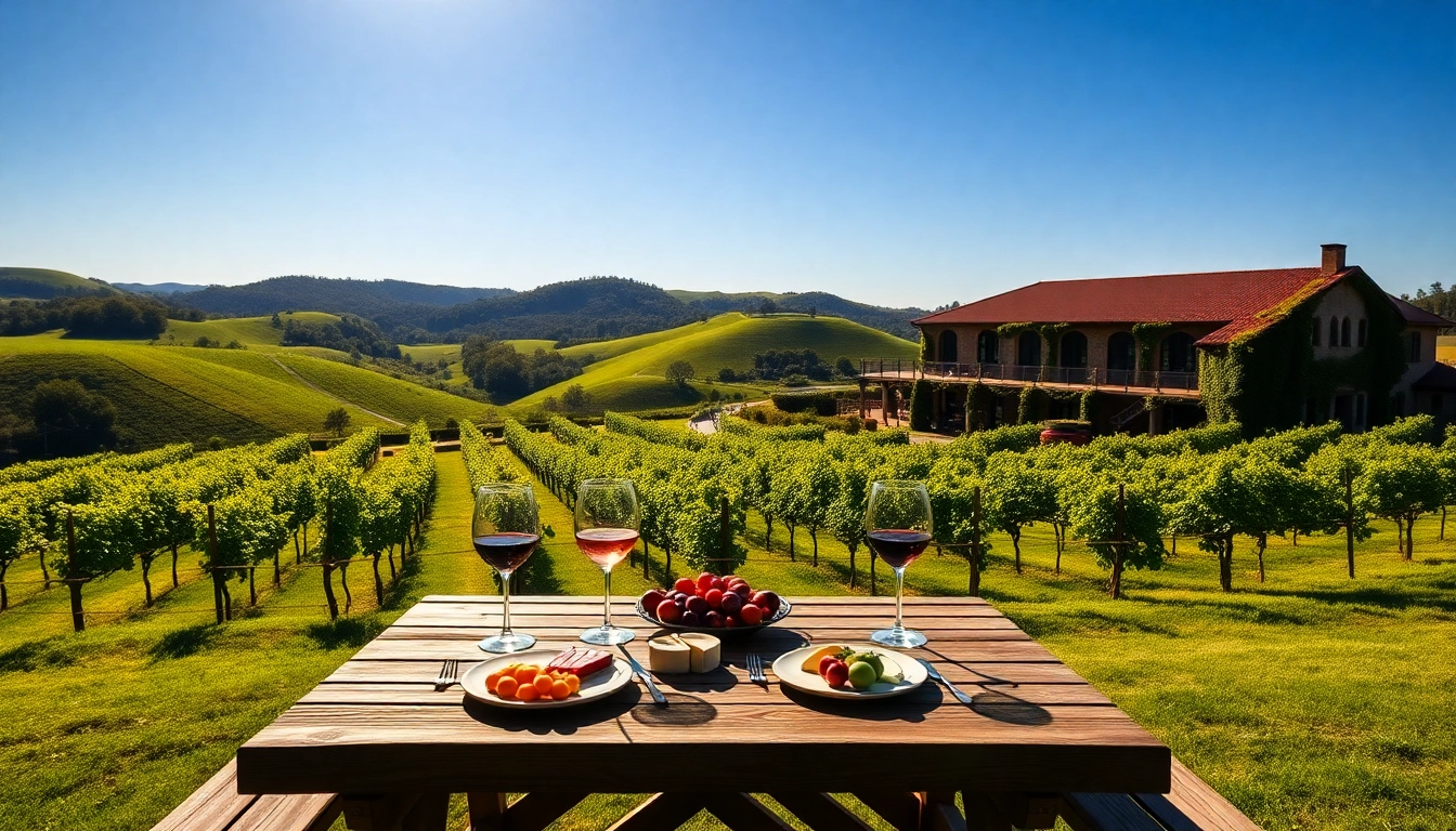 Wine tasting at clarksburg wineries featuring a beautiful picnic setup among lush vineyards.
