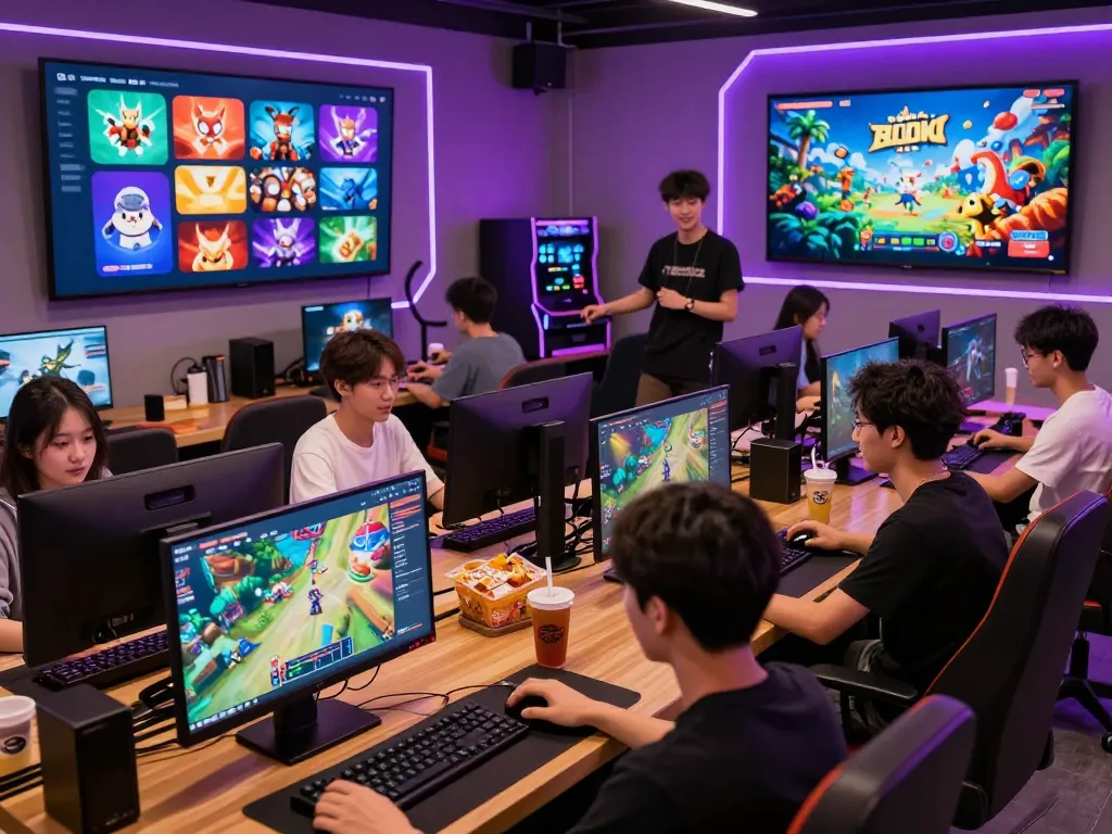 Engaged users playing games on mantra88 in a vibrant gaming hub.