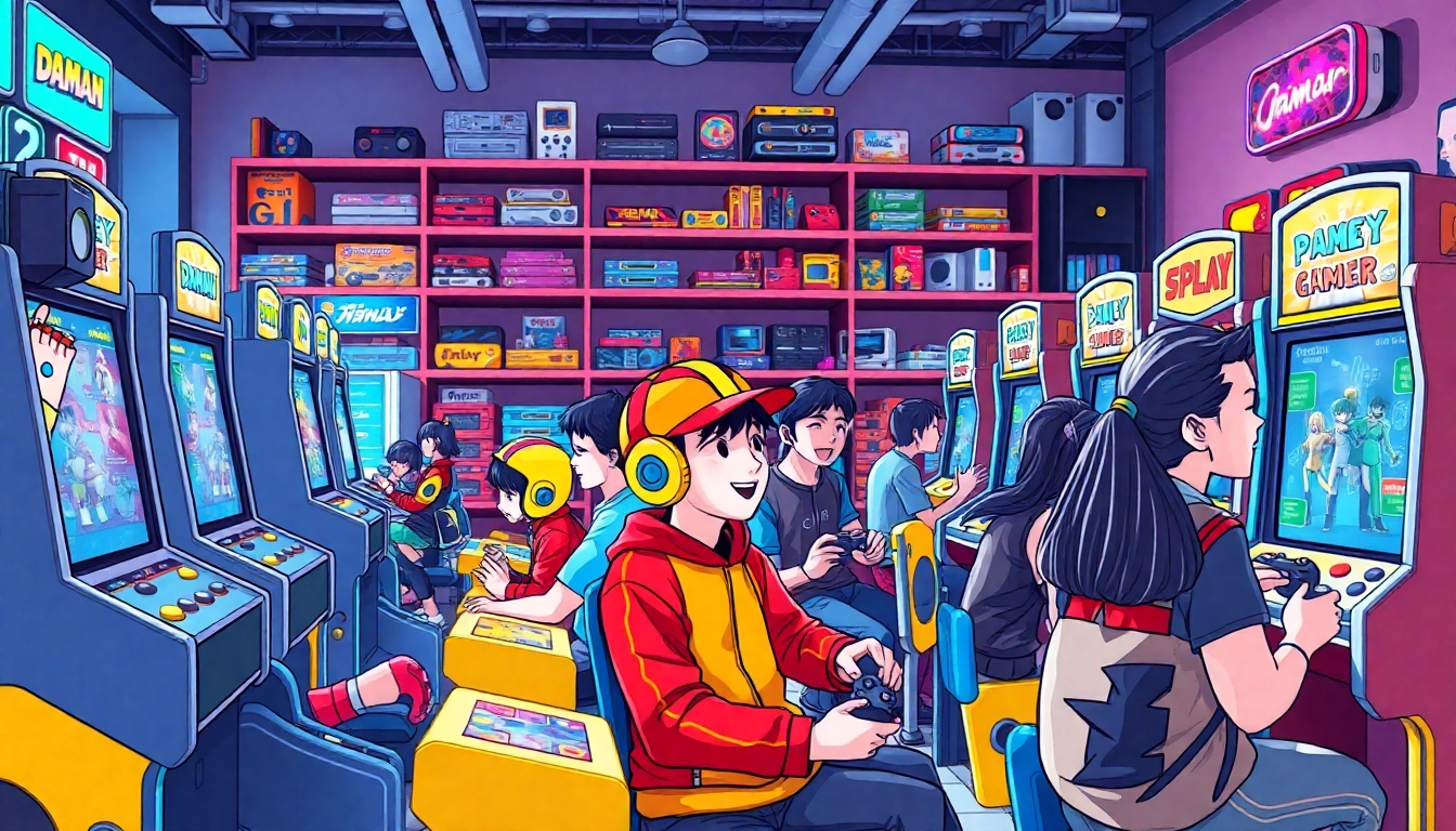 Energized players engaging in daman games in a dynamic arcade setting.