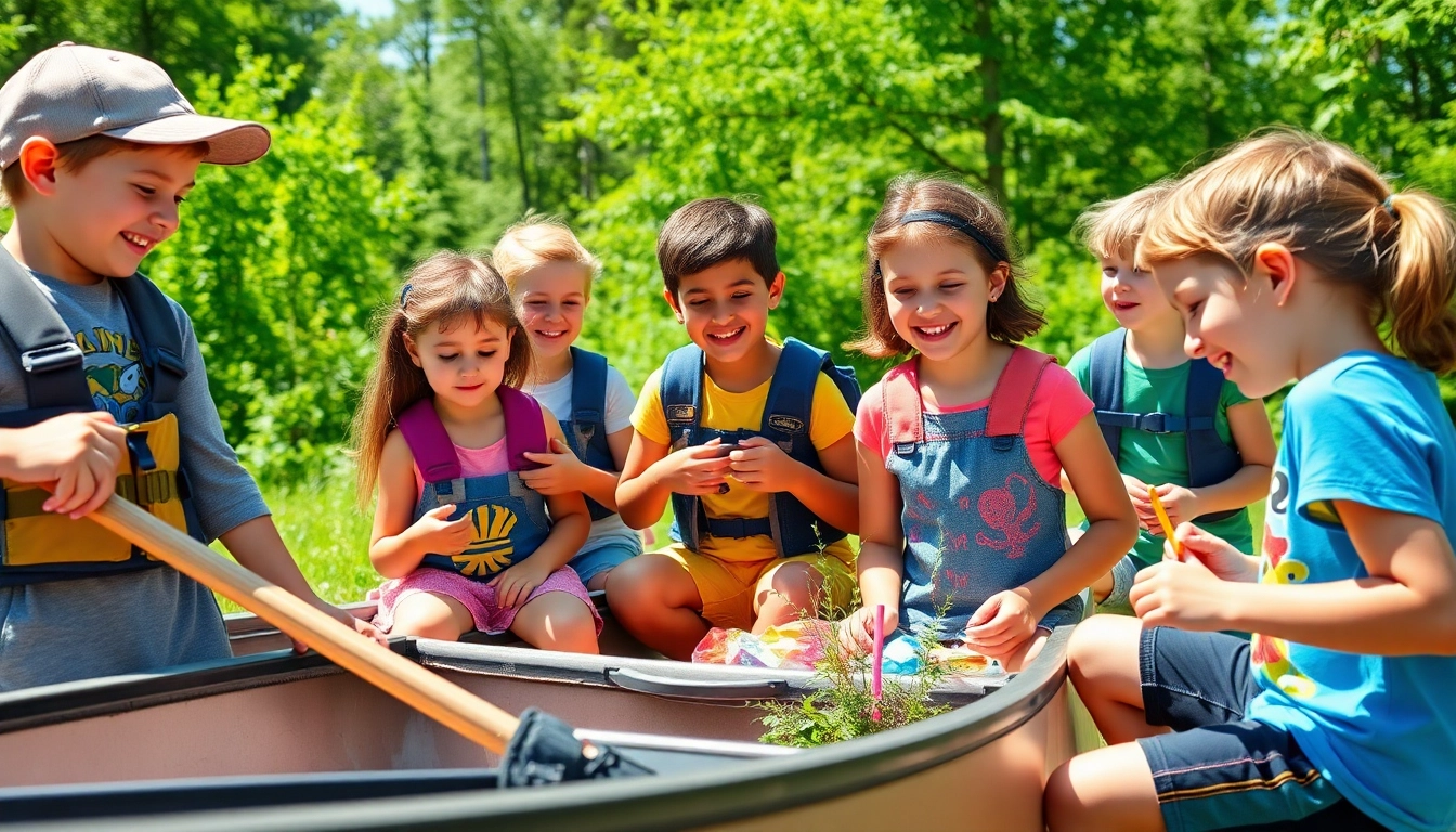 Children enjoying activities at illinois summer camps with teamwork and laughter