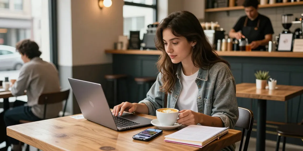 Die besten Seiten für den Kauf von Instagram-Likes in einer urbanen Café-Szene