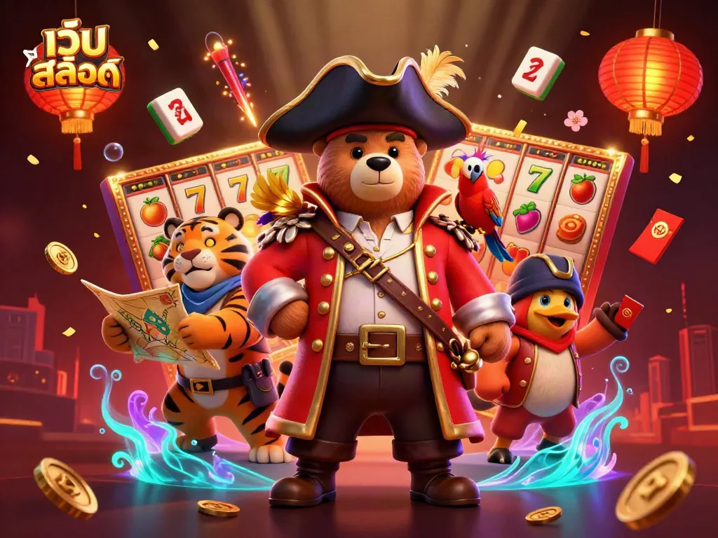 สนุกกับเกม เว็บ สล็อต ผ่านภาพวาด 3D ที่มีหมีโจรสลัดและคณะเดินทาง