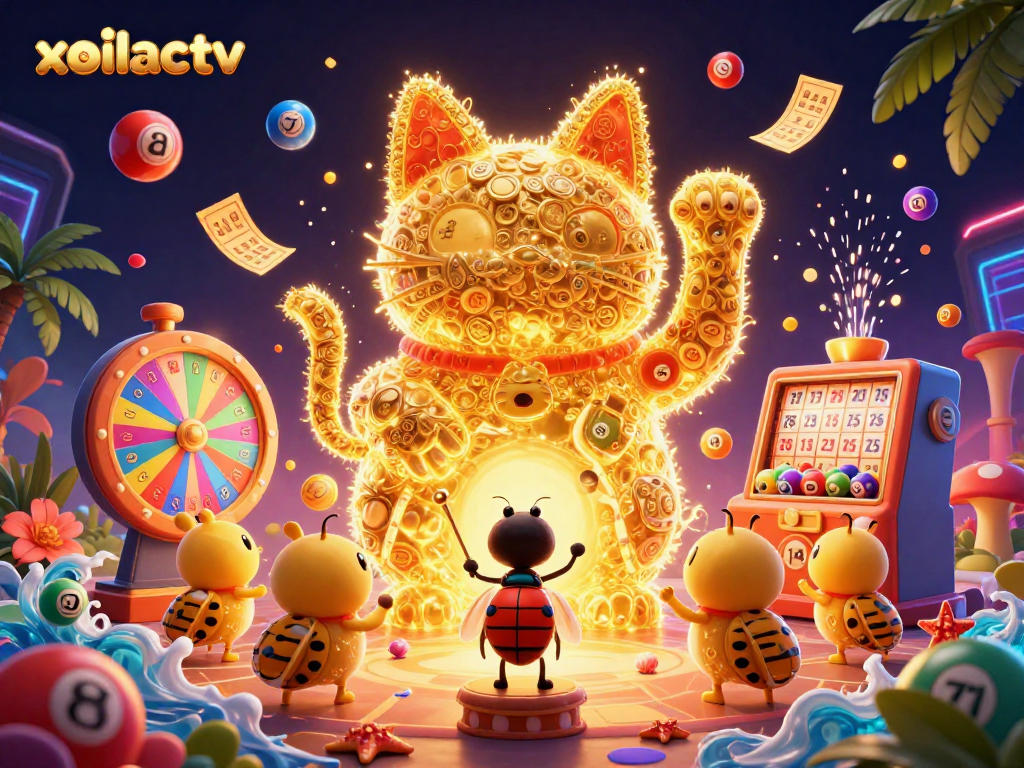 Engage with the vibrant world of xoilactv through a colorful, dynamic casino scene.