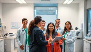 Enhancing Health through teamwork in a modern healthcare setting with diverse professionals.