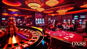 Experience thrilling gaming at Trang chủ XX88 with an exciting roulette wheel and eager players.