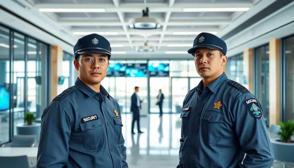 Security Company personnel ensuring safety in a modern office setting.