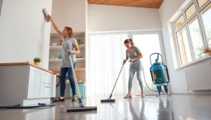 Cleaning Service team efficiently cleaning a bright home, highlighting attention to detail.