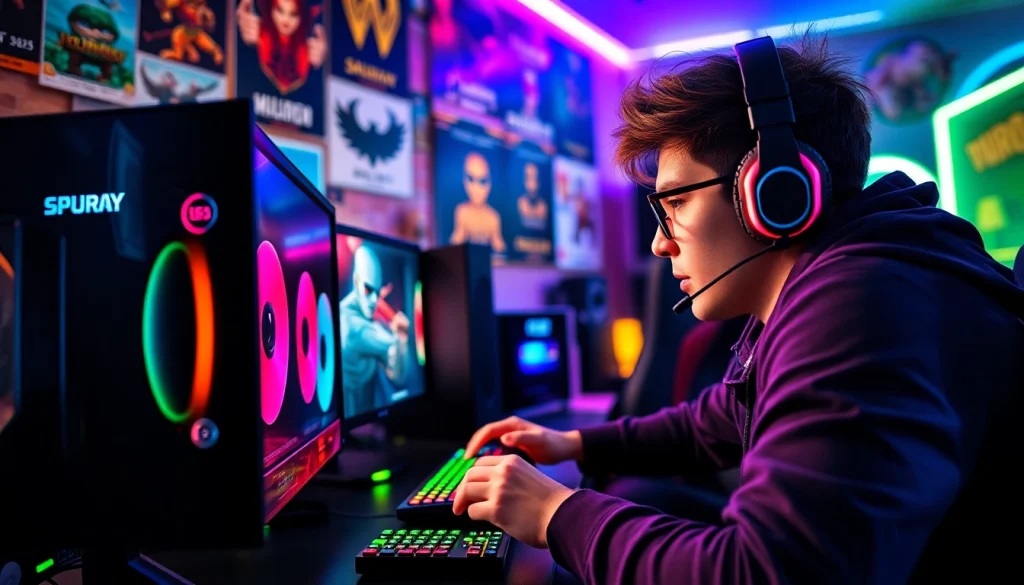 79king gamer immersed in action, highlighting competitive spirit and vibrant gaming setup.