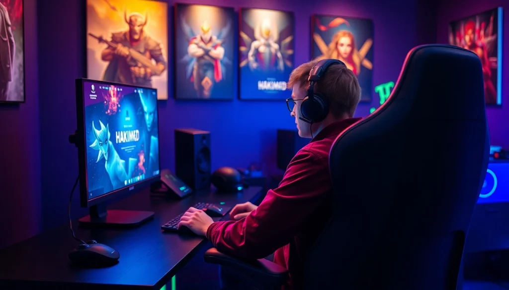 Masuk ke hakim4d login game dengan antusias di depan perangkat gaming modern.