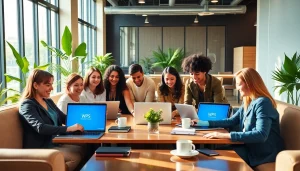 Collaboration on WPS办公 software in a modern office setting