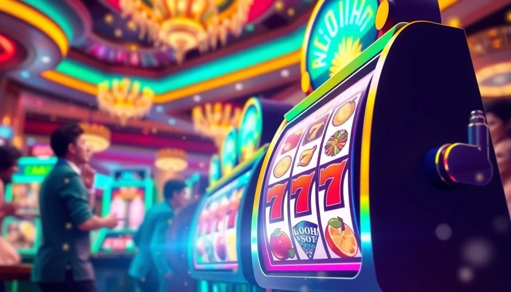 Masuk ke sayapbola login slot pada mesin slot yang berkilauan dengan simbol keberuntungan.