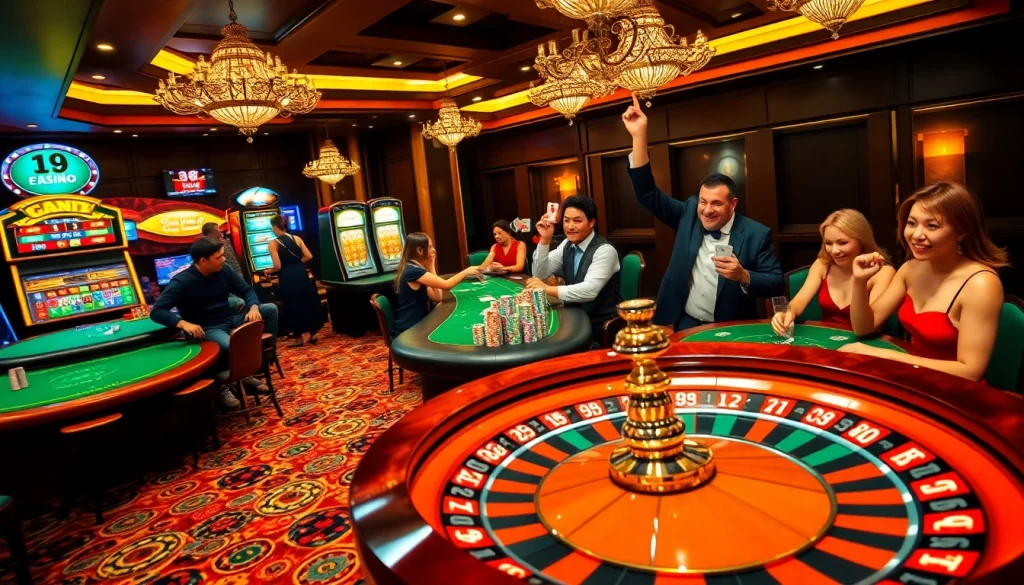 Enjoying the thrill at Nhà cái XX88 with poker chips and roulette tables exciting gamblers.