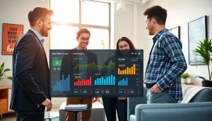 Team brainstorming over analytics in a modern workspace featuring smm panel metrics.