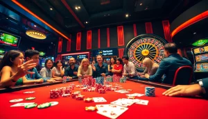Join the excitement at Nhà cái MM88 with thrilling poker games and vibrant slot machines, capturing the essence of casino fun.