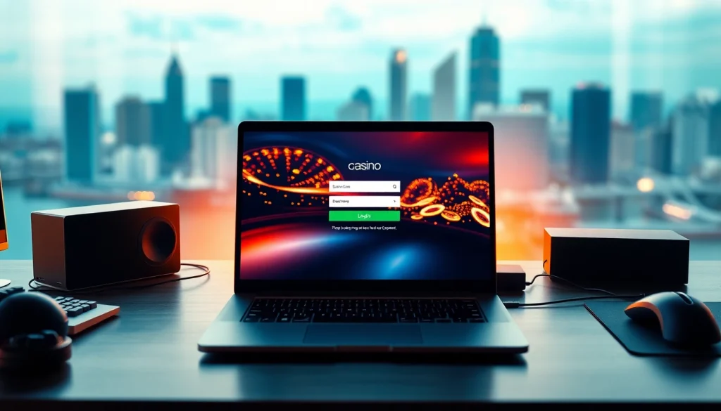 Masuk ke kasinojitu login dengan antarmuka menarik di laptop modern.