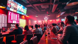 Experience the excitement of Nhà Cái RR88 in a lively sports bar ambiance, showcasing betting activities.