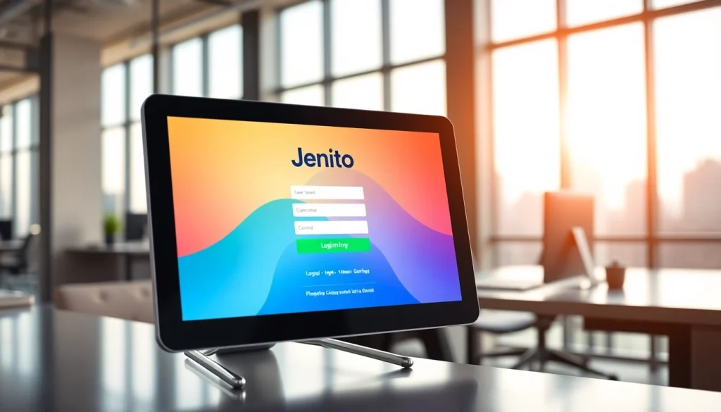 Mengakses jentoto login di antar muka modern dengan suasana produktif dan terang.