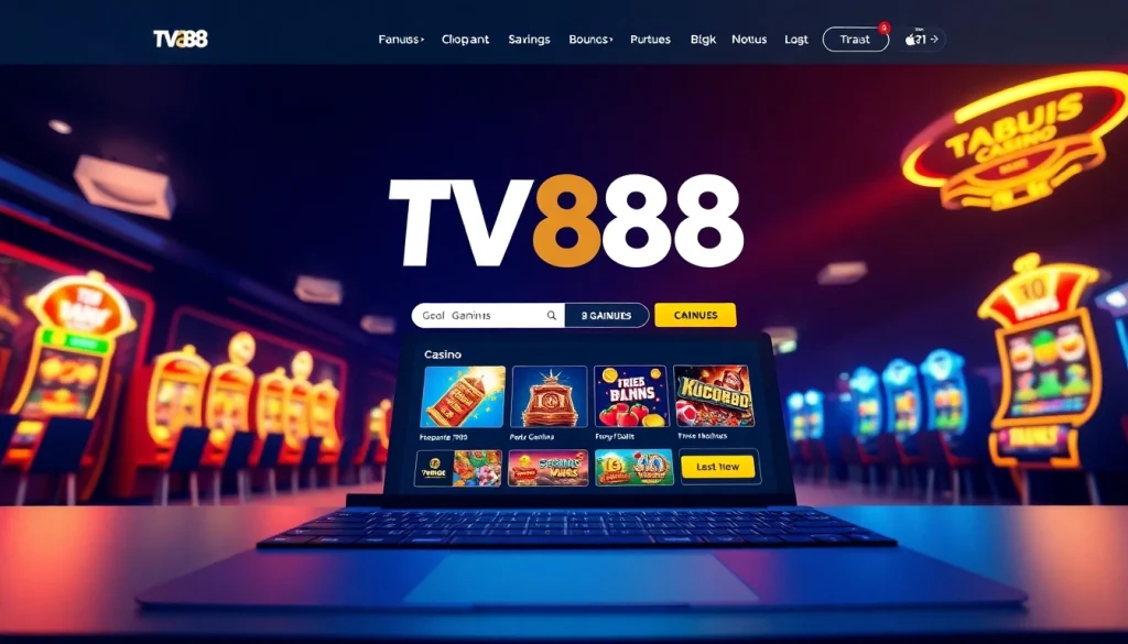 TV88 online gaming platform interface showcasing vibrant casino games and user-friendly design.