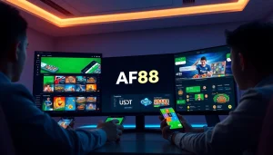 AF88 online gaming platform with vibrant interface and customer support, showcasing various betting options.