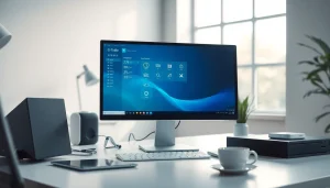 Interactive 向日葵远程控制下载 software interface displayed on a sleek computer monitor.