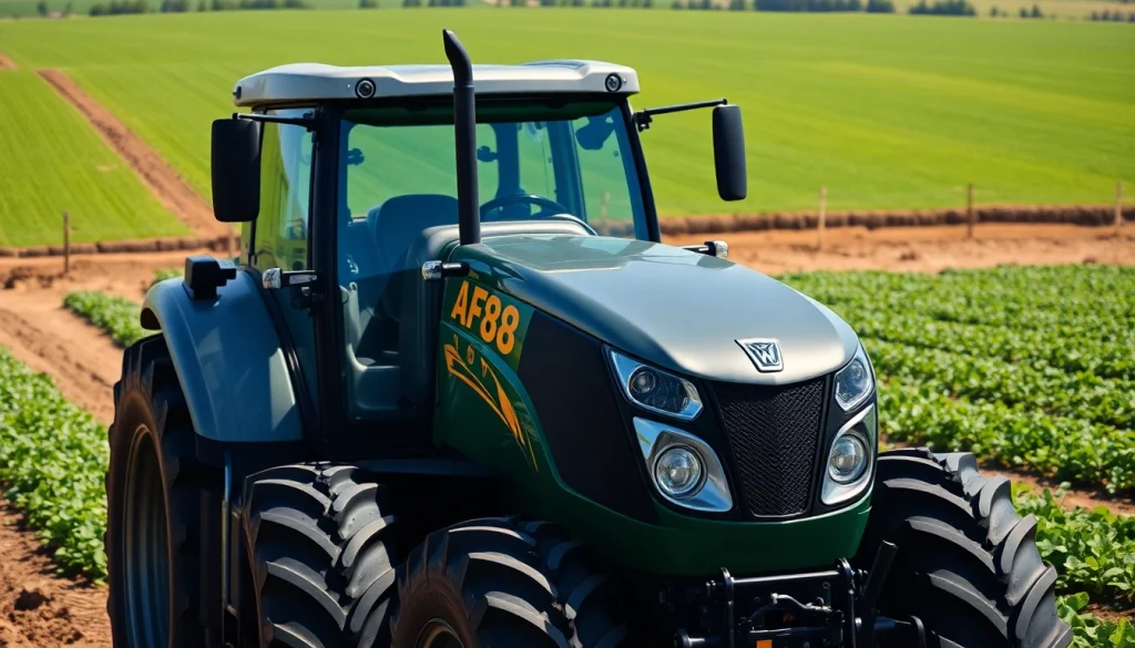 AF88 tractor showcased in a vibrant agricultural setting, highlighting its features and capabilities.