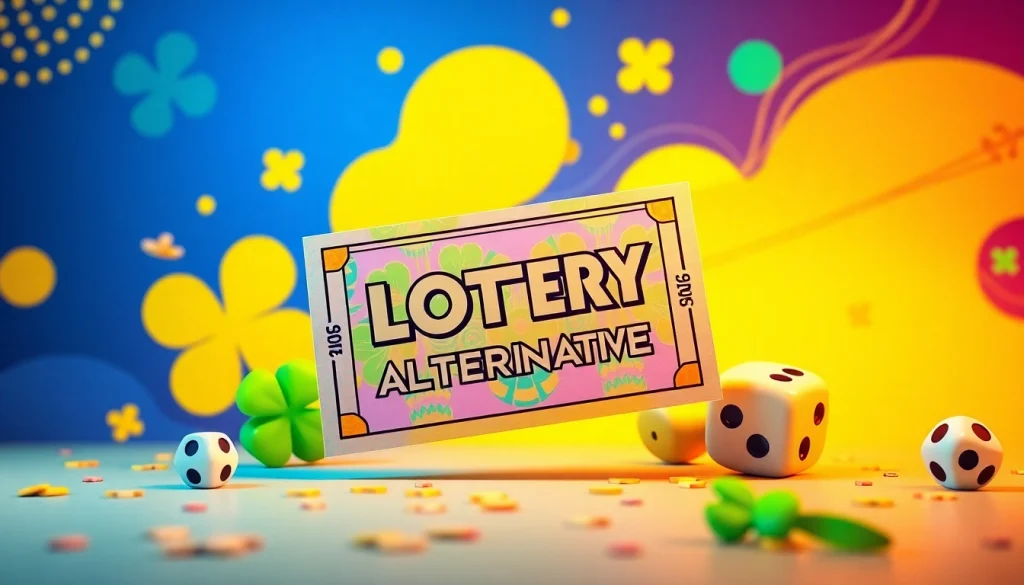 Menampilkan suletoto alternatif dalam desain tiket lotere yang berwarna-warni.