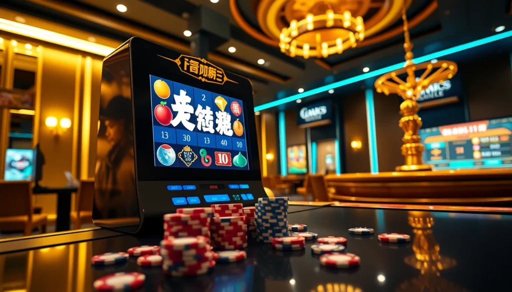 Engaging scene of an online slot machine with vibrant colors and casino elements, featuring 온라인슬롯 prominently.