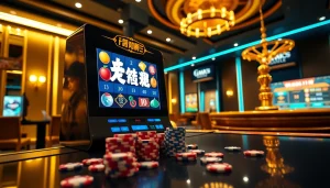 Engaging scene of an online slot machine with vibrant colors and casino elements, featuring 온라인슬롯 prominently.