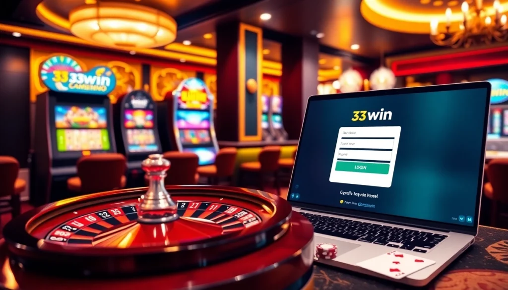 Engaging online gaming scene showcasing 33win đăng nhập on a modern casino interface.