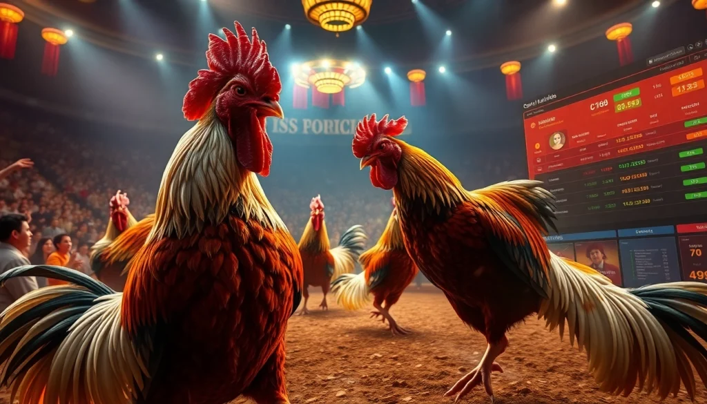 Experience the thrill of đá gà C168 as players engage in high-stakes betting on live rooster fights.