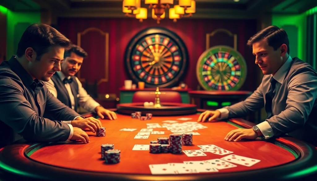 Captivating scene of เจ้ามือรับแทง F168 poker table with players, chips, and excitement