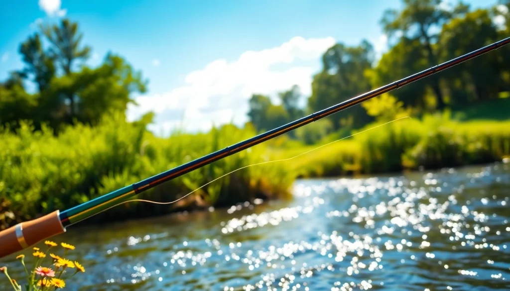 Catch the action with the Best fly fishing rods showcased in a serene river setting.