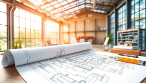 Showcasing steel structure design through detailed blueprints and modern design tools.