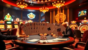 Experience high-stakes excitement at this vibrant gambling website showcasing poker action.