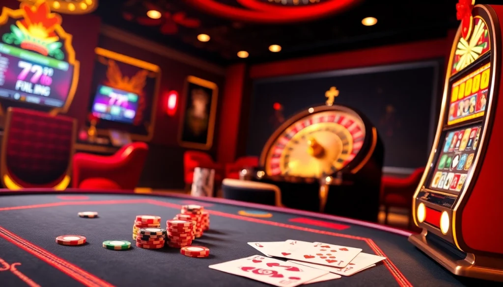 Players engaging at the vibrant 79king casino table, highlighting excitement and luxury in gambling.