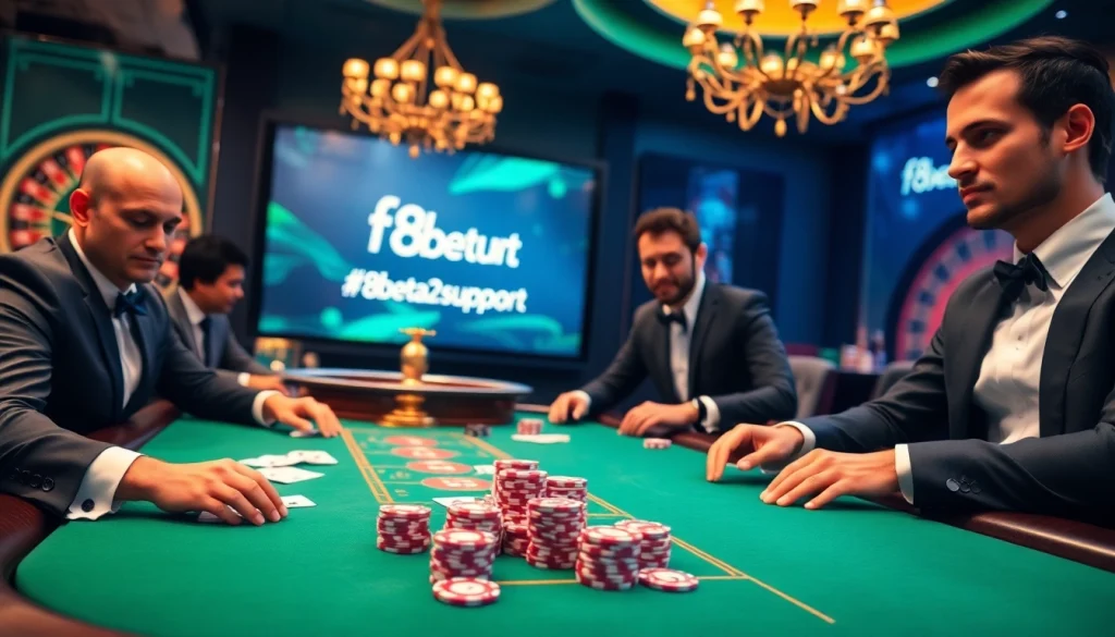 Engage with high-stakes poker at f8beta2.support featuring vibrant chips and an elegant roulette wheel.