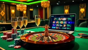Casino table showcasing vibrant poker chips and cards, representing nhà cái uy tín for an exciting experience.