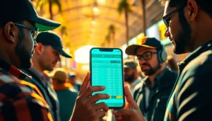 Engaged bettors enjoying sports betting California experience with smartphones in hand.